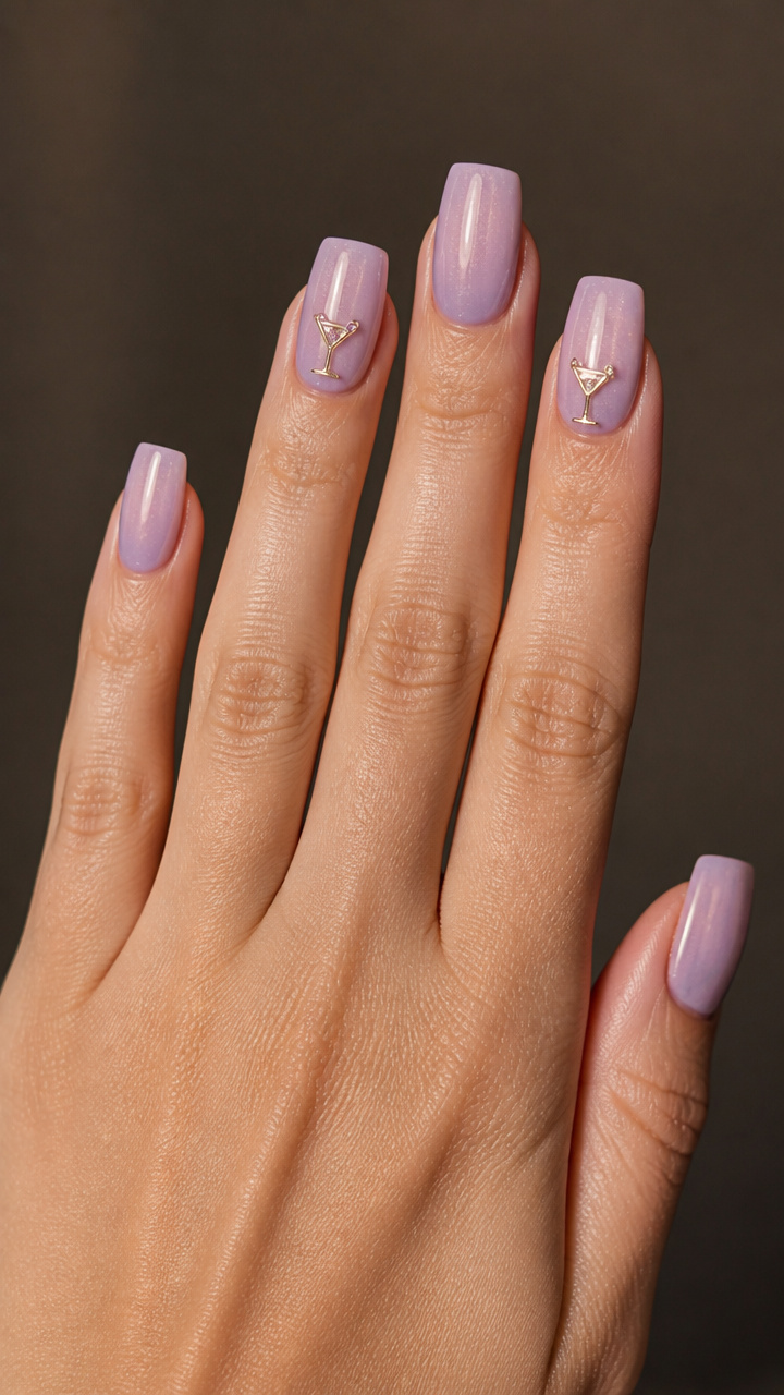 Frosted Lilac with Mini Martini Charms