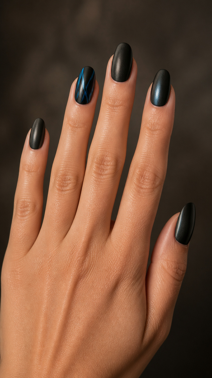 Matte Black Chrome with Blue Accents
