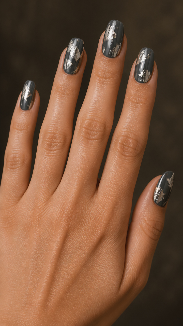Charcoal Gray with Silver Foil Inlays