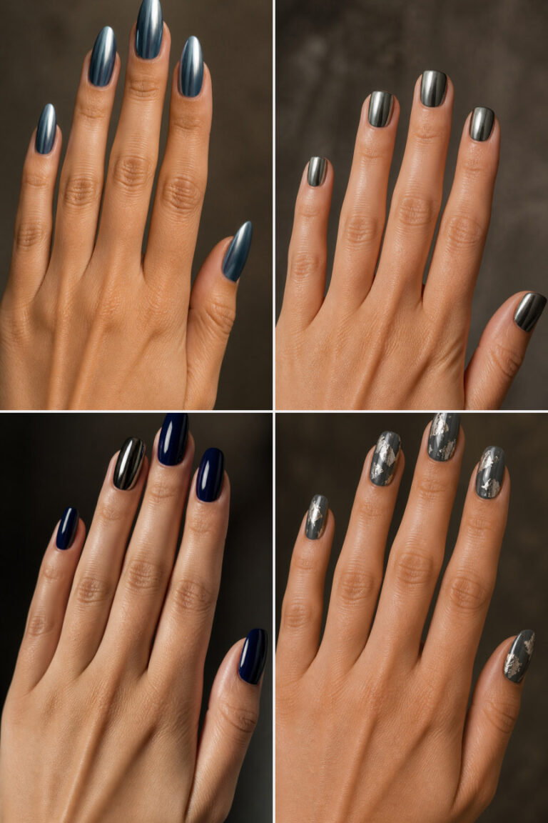 12 Men’s New Year Nails: Silver, Black Chrome and Blue Ideas
