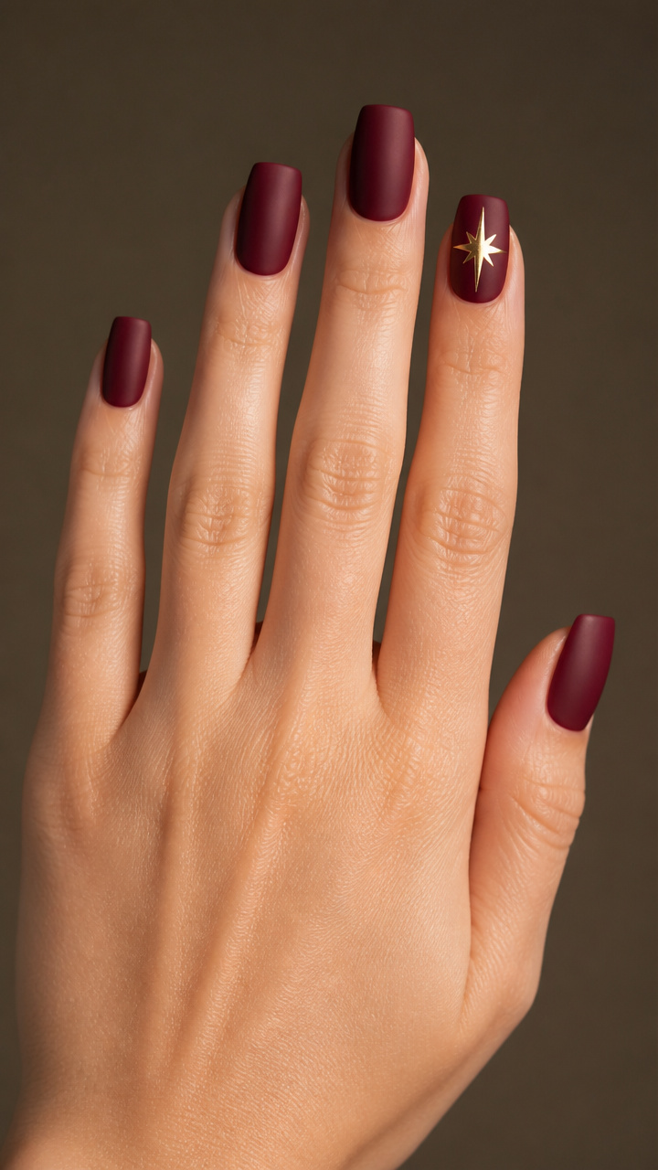 Maroon Matte Base with Gold Star Accent