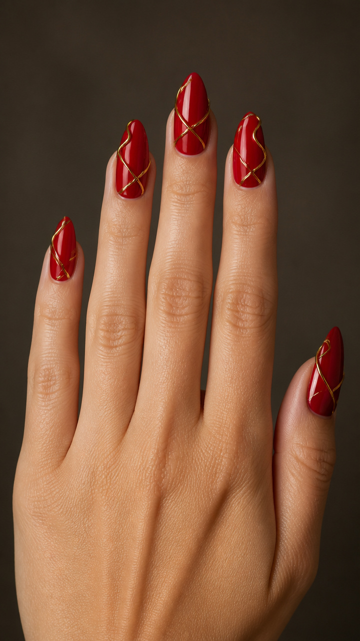 Candy Apple Red with Twisted Gold Wire Art
