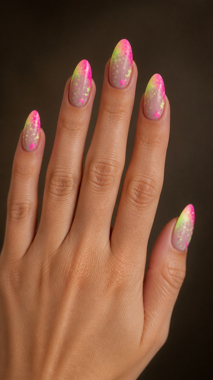 Blacklight-Reactive Neon Tips with Star Dust