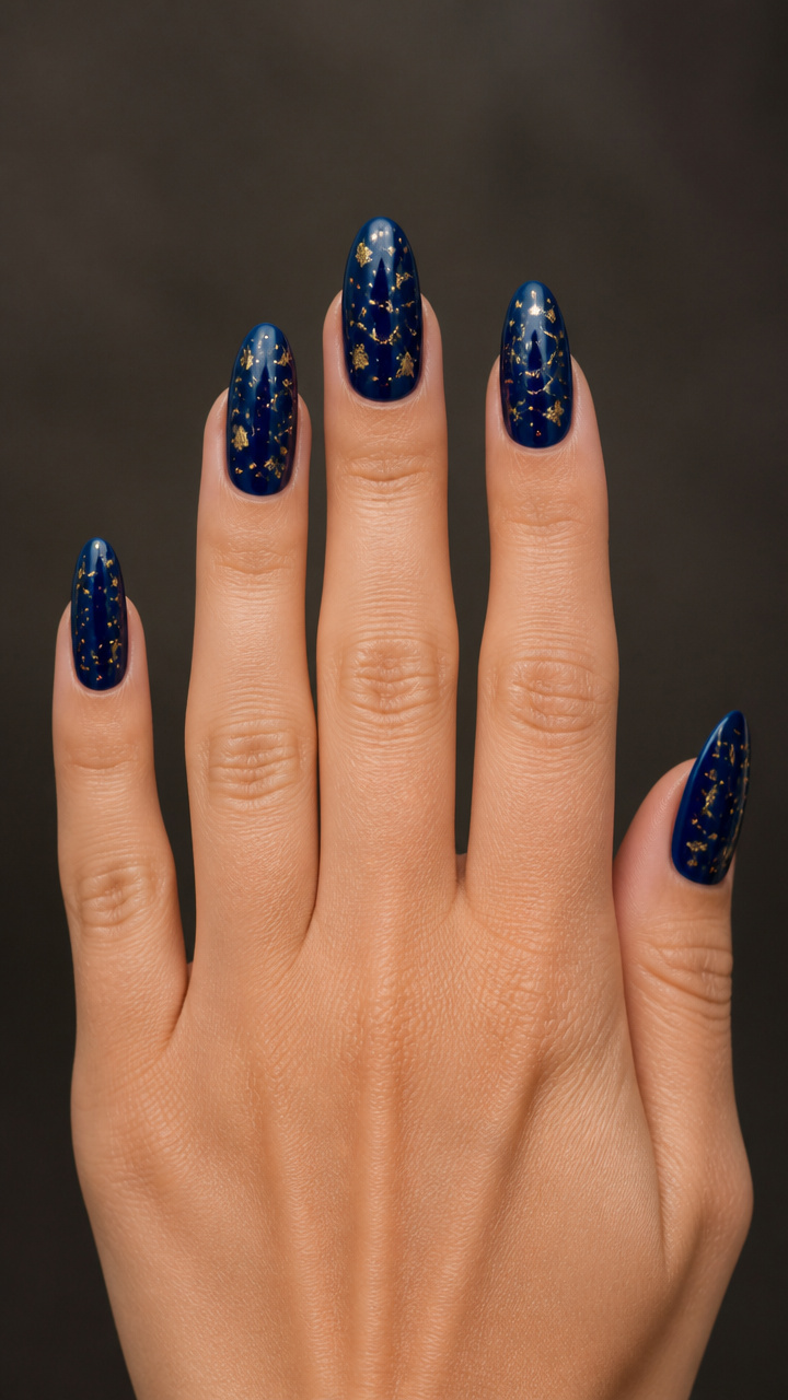 Gold Leaf Constellations on Navy