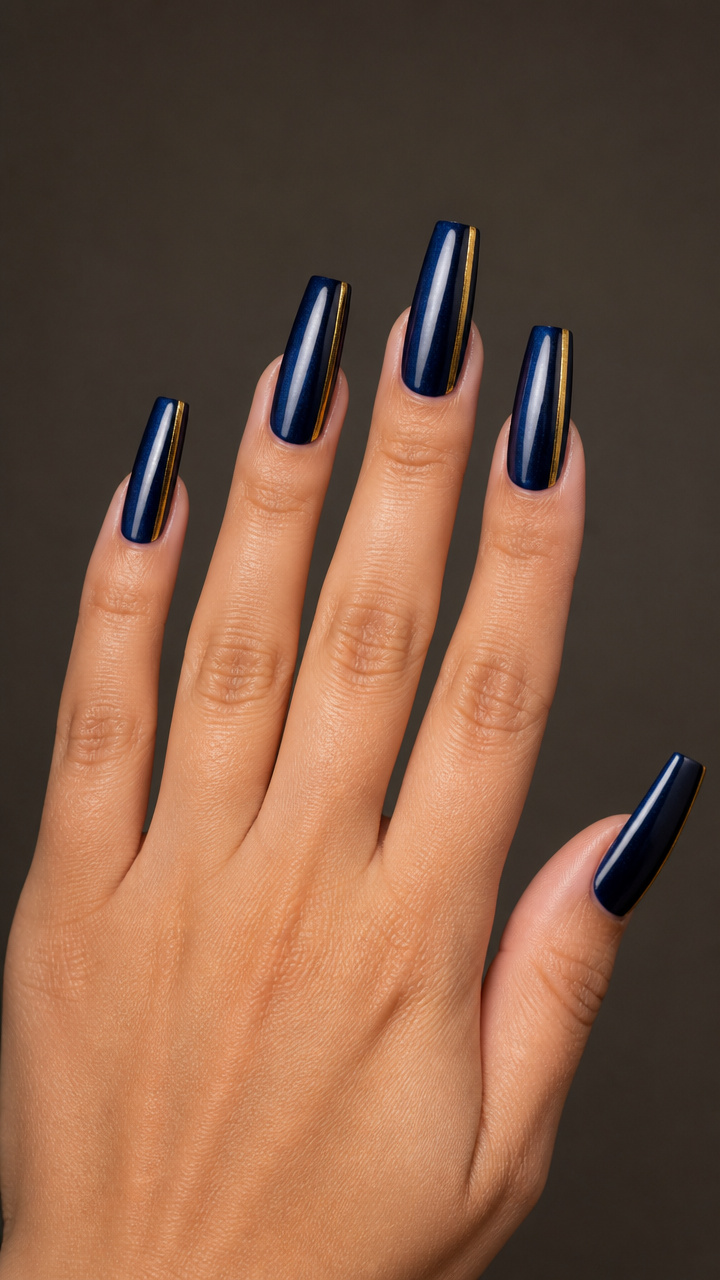 Coffin Nails with Gold Side Striping