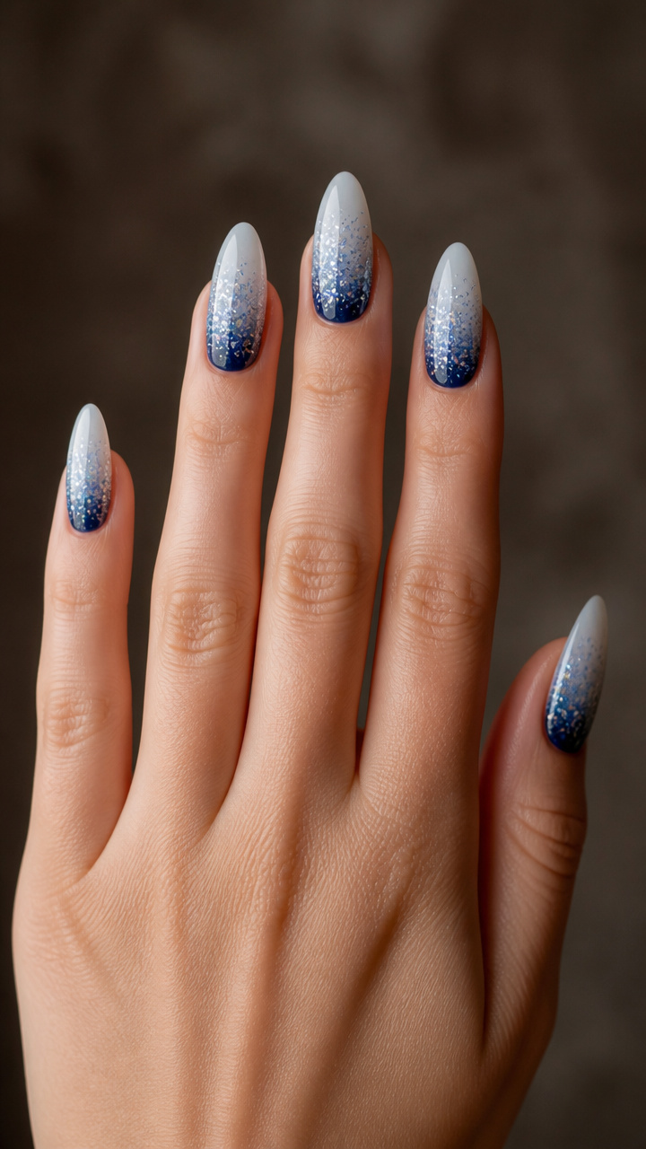 Icy Ombré French with Glitter Fade