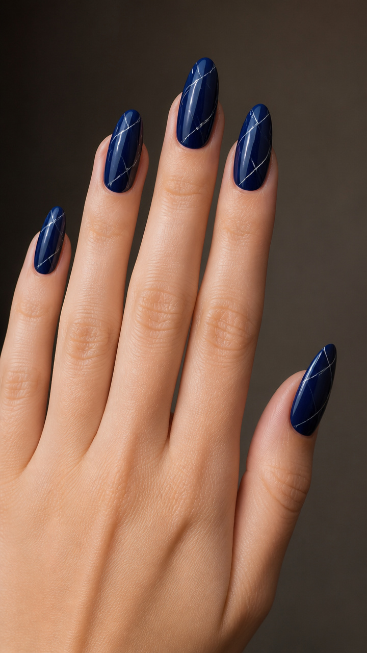 Minimalist White Lines on Deep Blue Base