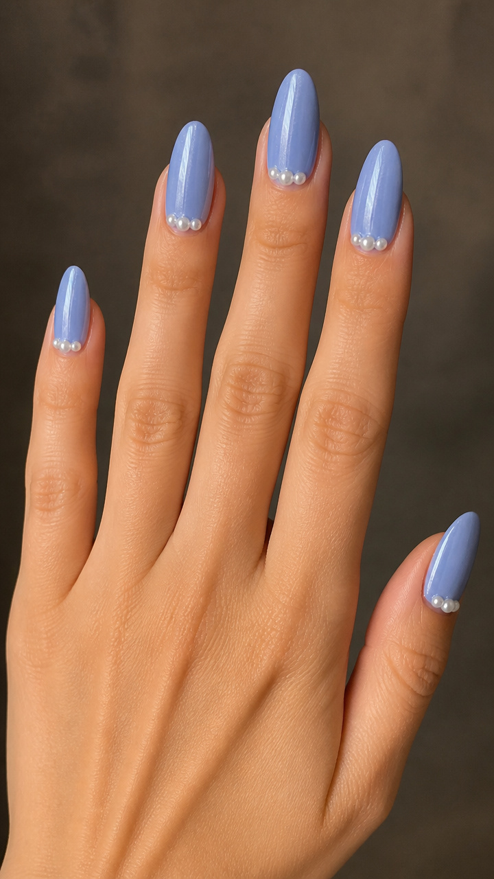Soft Cornflower Blue with Pearl Inlays