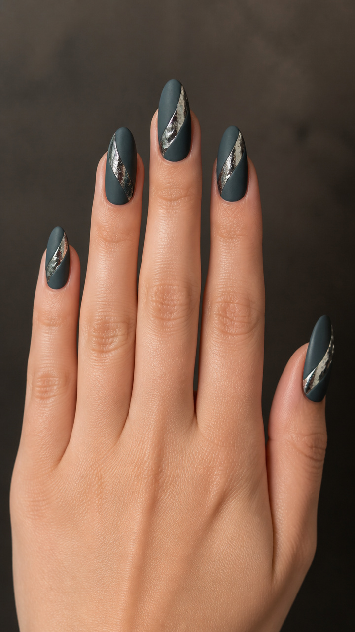 Charcoal Gray Velvet with Silver Foil Inlay