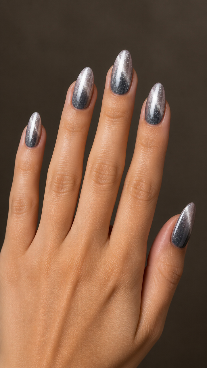 Silver Cat Eye with Velvet Ombré Transition