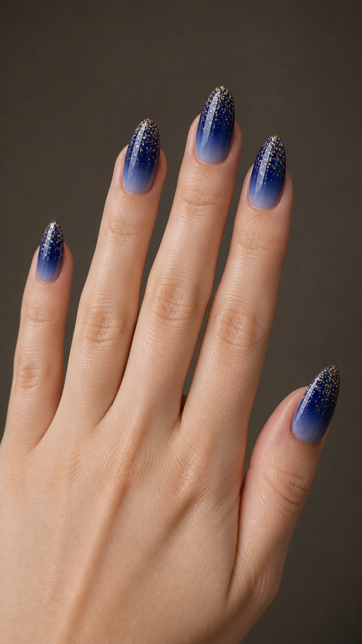 Navy Blue Ombré with Gold Flecks