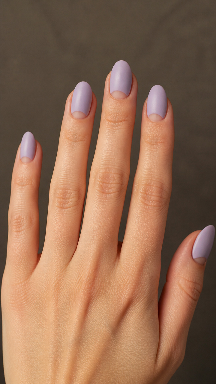 Frosted Lilac Half-Moon Manicure