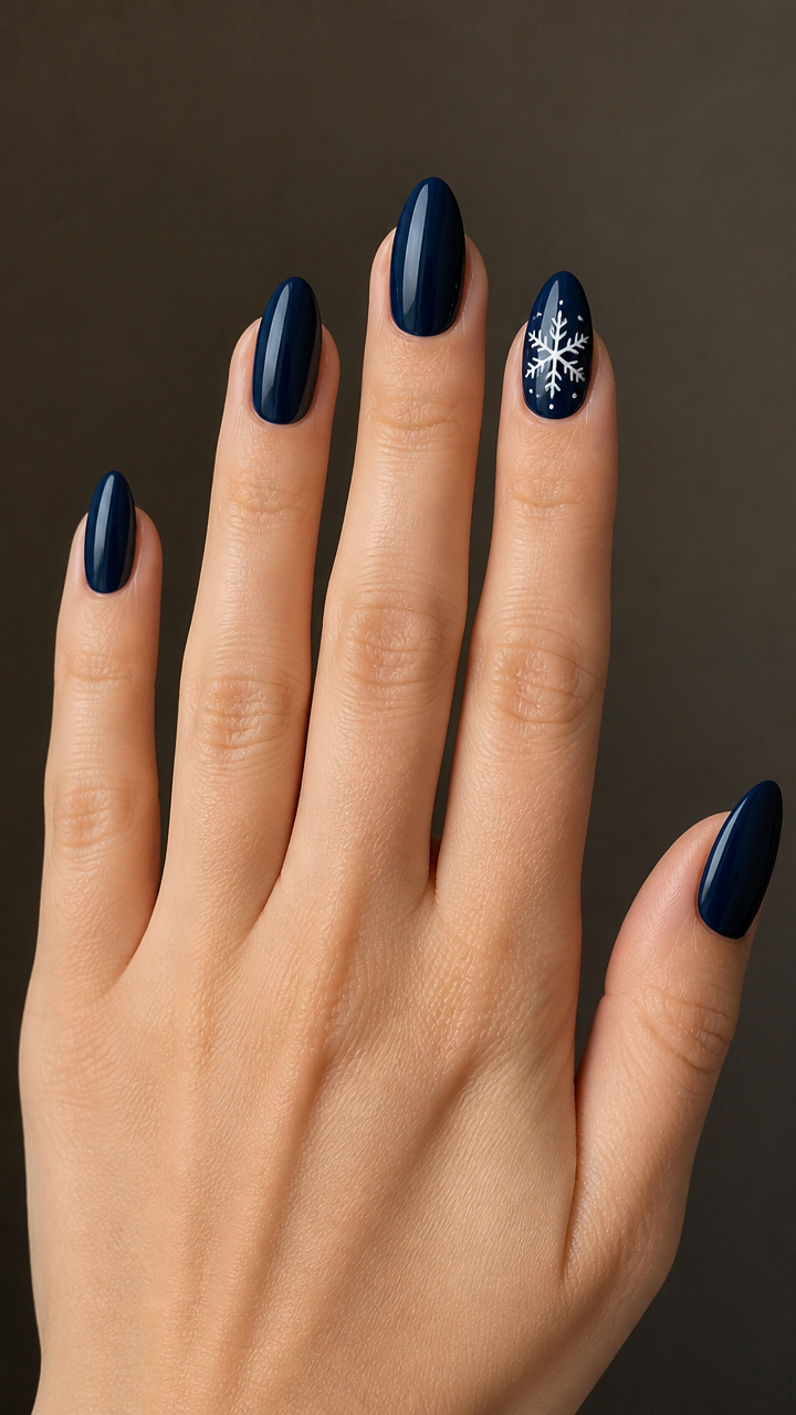White Snowflake Accent on Navy