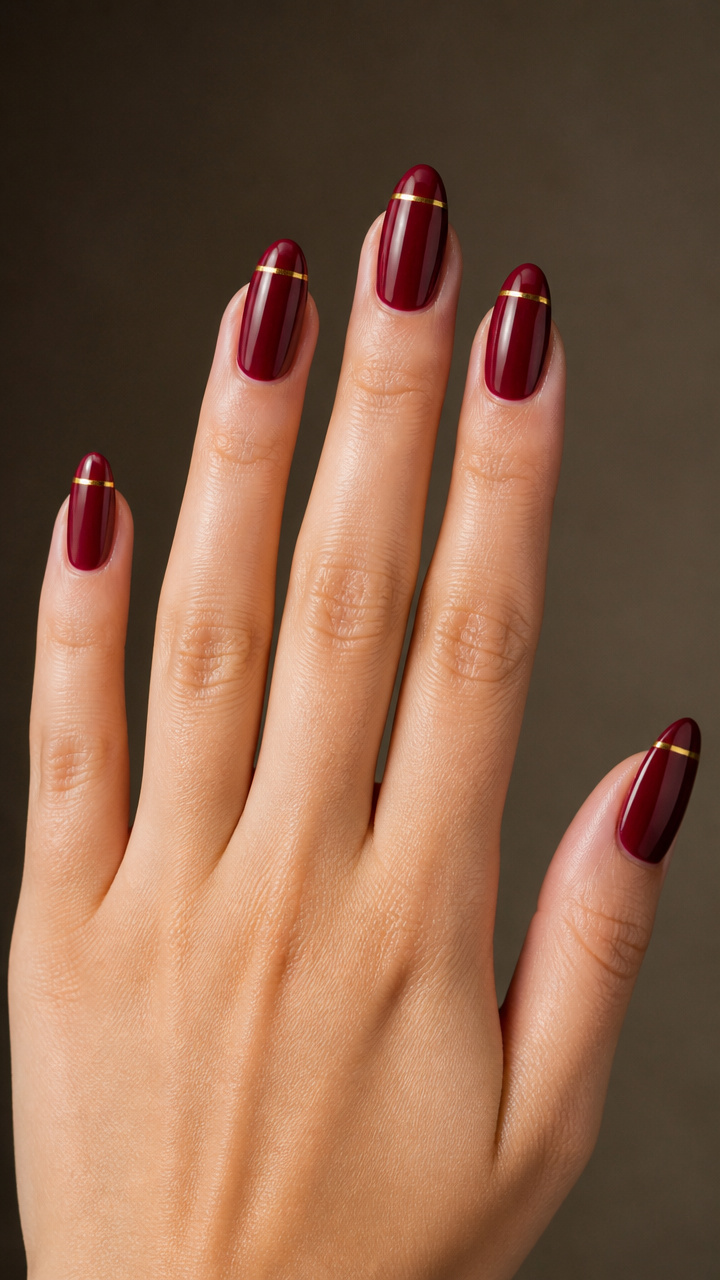 Cranberry Shine with Gold Micro-Stripe