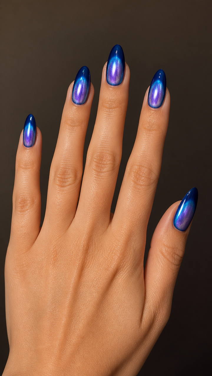 Iridescent Cobalt Tips with Inner Glow Effect