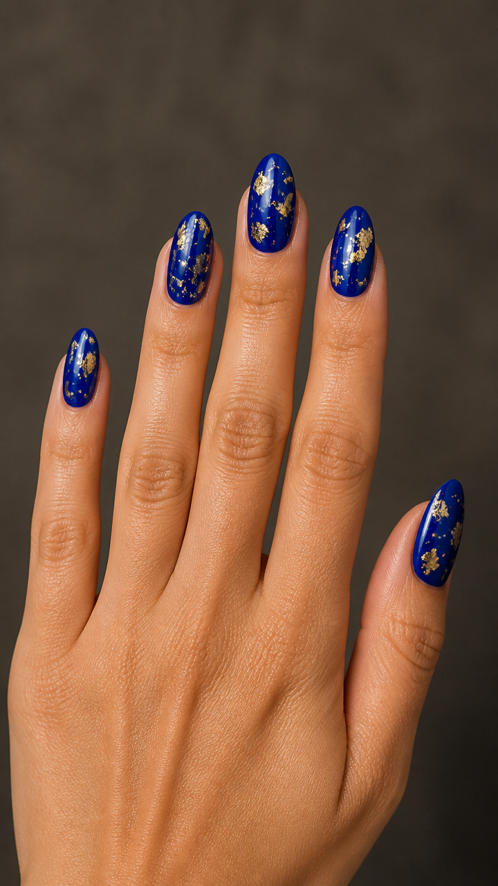 Deep Cobalt Press-Ons with Metallic Foil Flecks