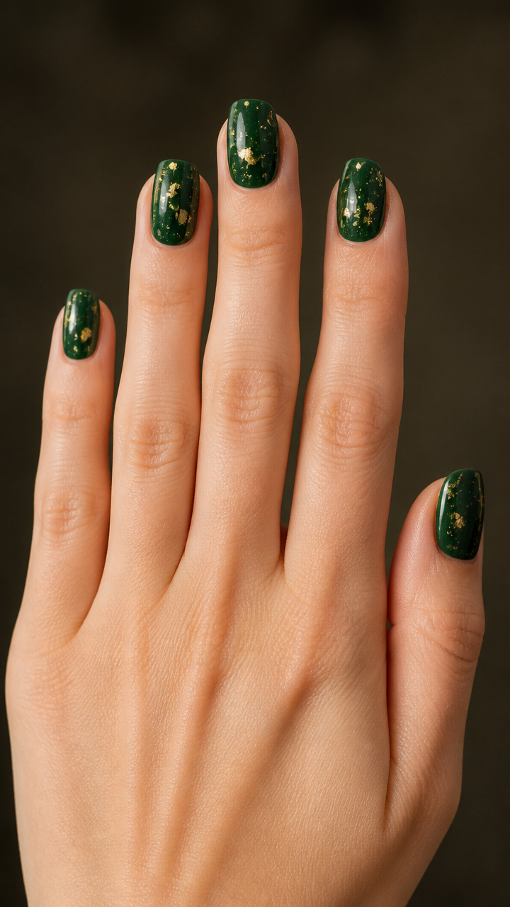 Frosted Evergreen with Gold Leaf Flecks