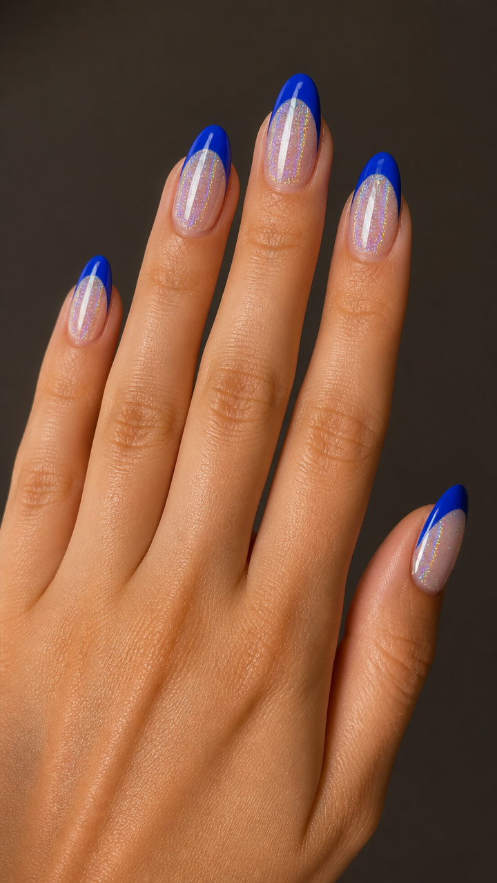 Cobalt Blue Tips with Holographic Inner Glow