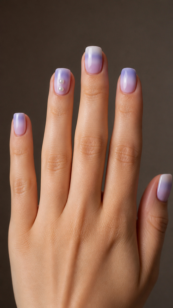 Icy Lavender Ombré with Pearl Studs