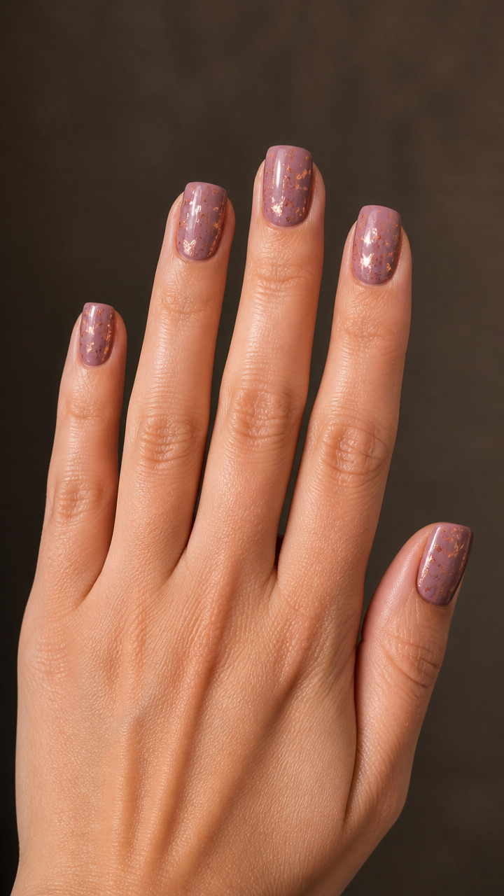 Dusty Mauve with Rose Gold Foil Flecks