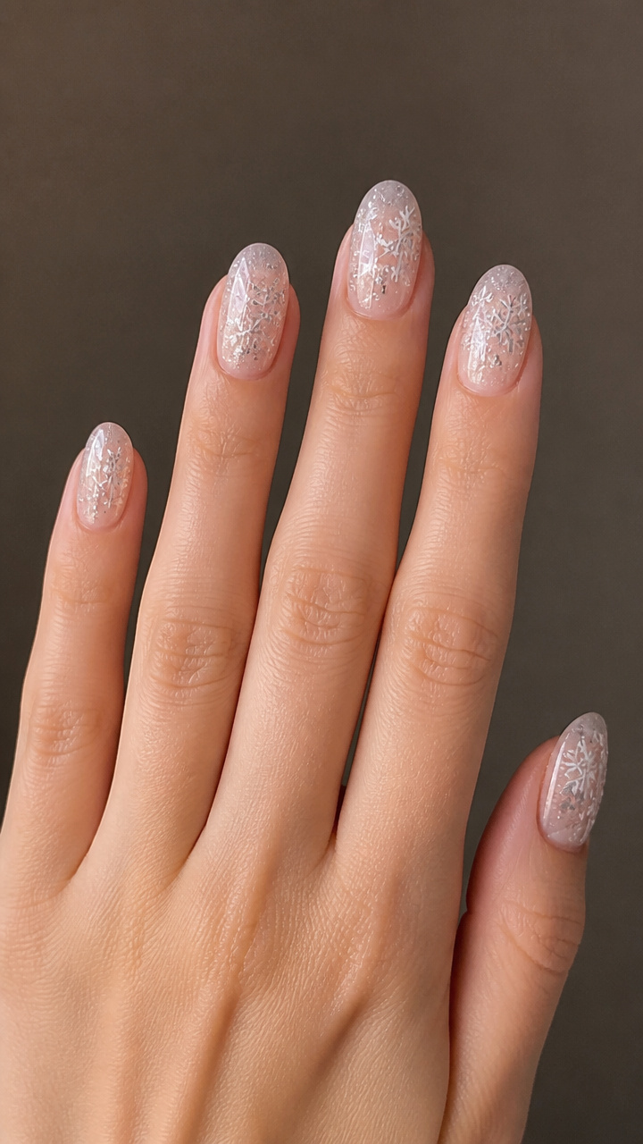 Frosted Silver Snowflakes on Clear