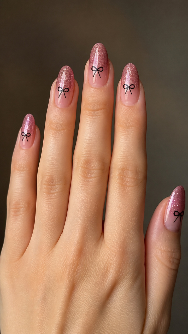 Pink Shimmer Ombré with Bow Accent