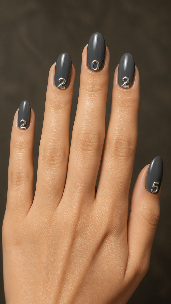 Charcoal Gray with Metallic Number Accents