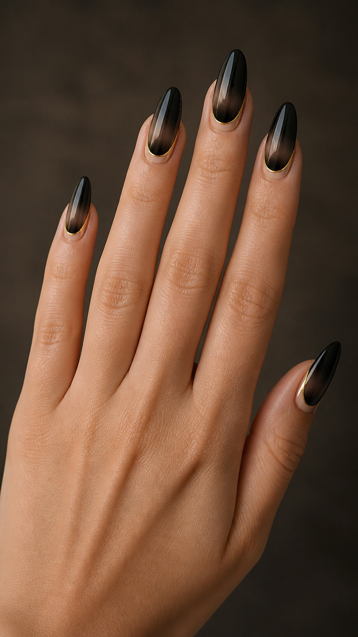 Black Gradient with Gold Crescent Cut-Out