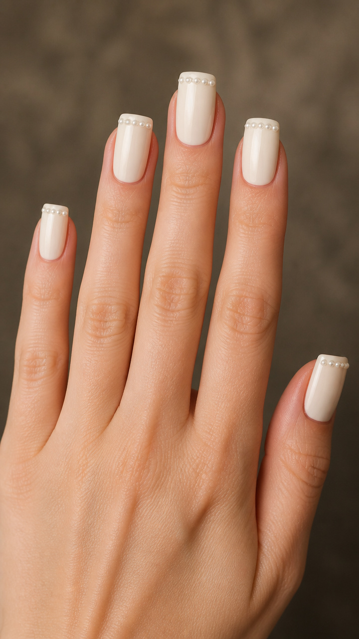 Creamy White with Pearl Border
