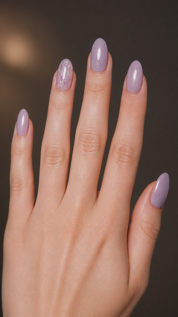 Frosted Lilac with Iridescent Flake Accents