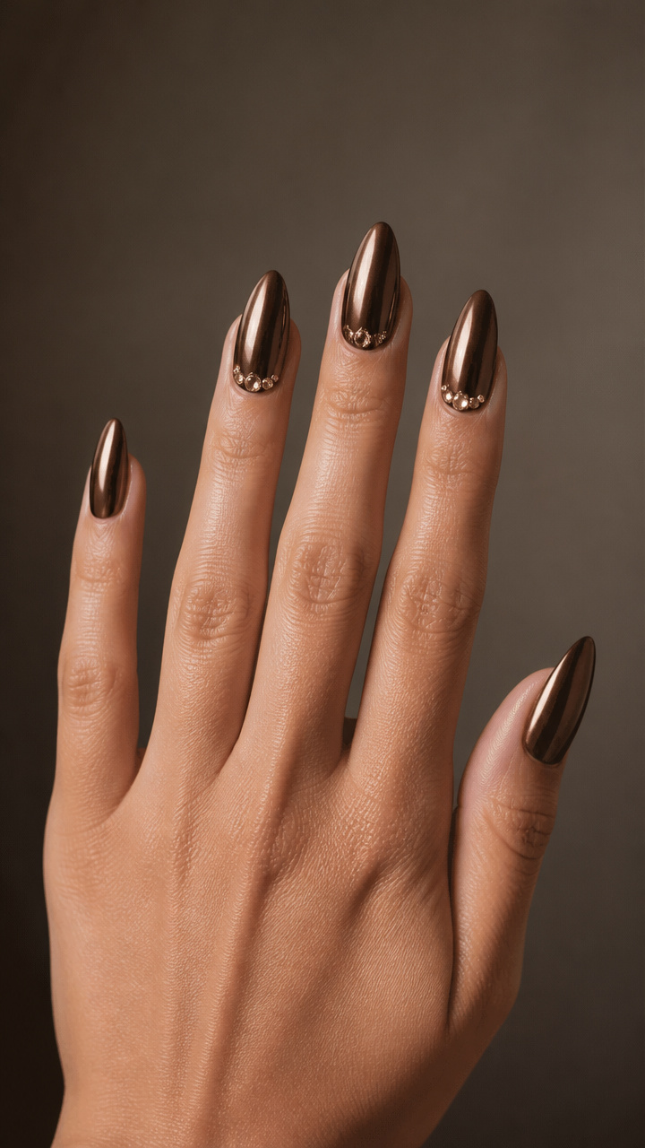 Espresso Chrome With Tiny Rhinestone Clusters