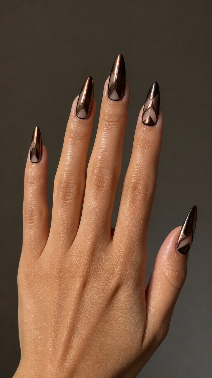 Espresso Chrome With Negative Space Geometric Cutouts