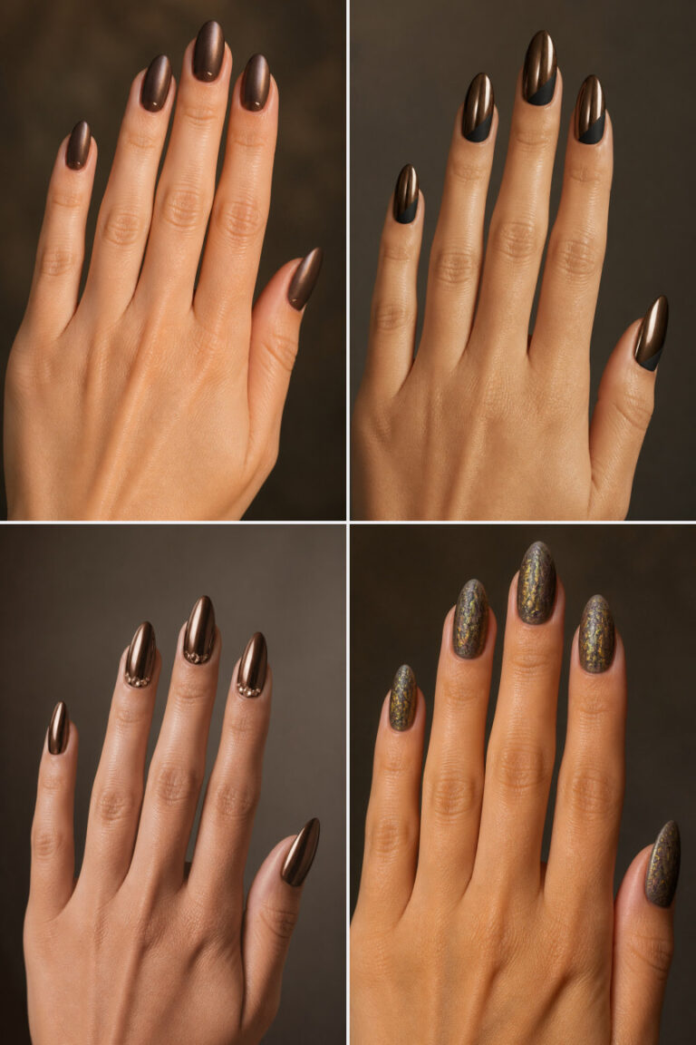 15 Espresso Brown Chrome Nails to Ring in the New Year