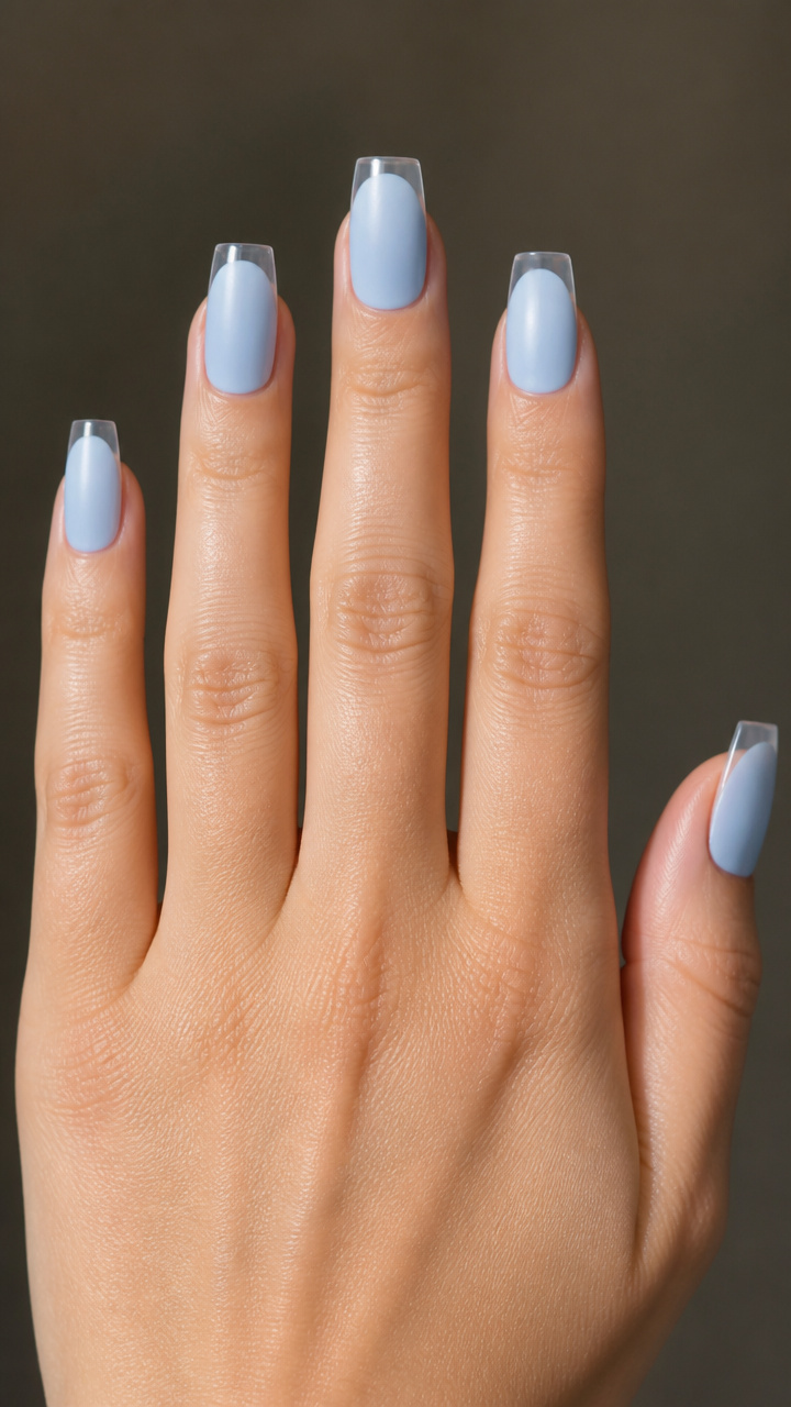 Short Frosted Coffin With Clear Tips