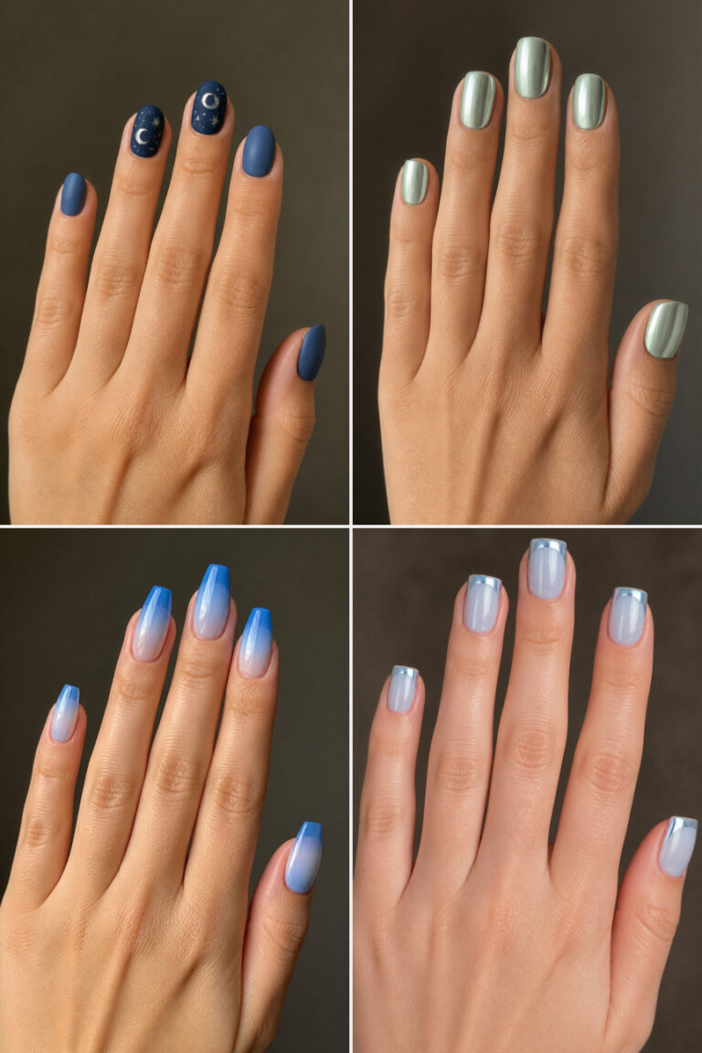 15 Icy Blue January Nail Designs for Short Nails
