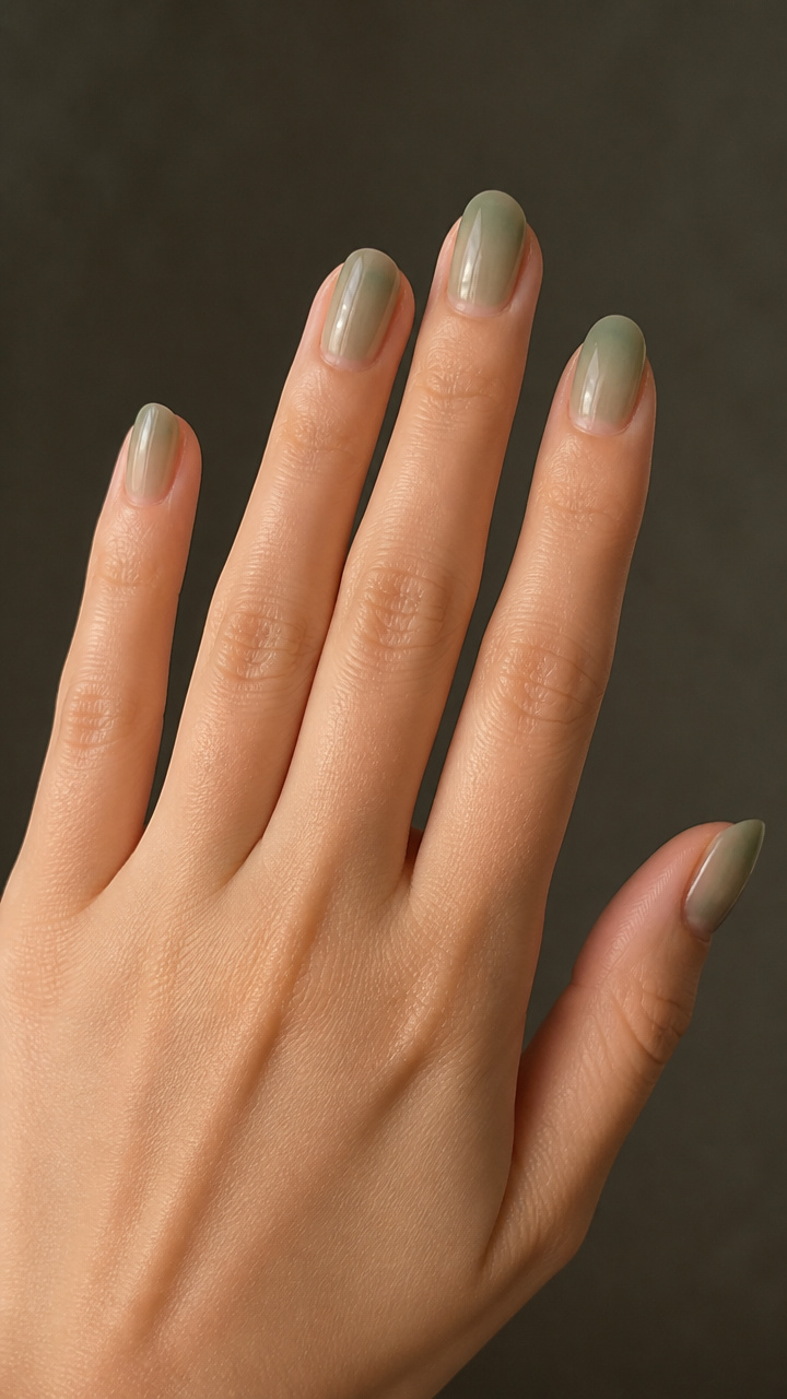 Translucent Jade Over Natural Nail Base
