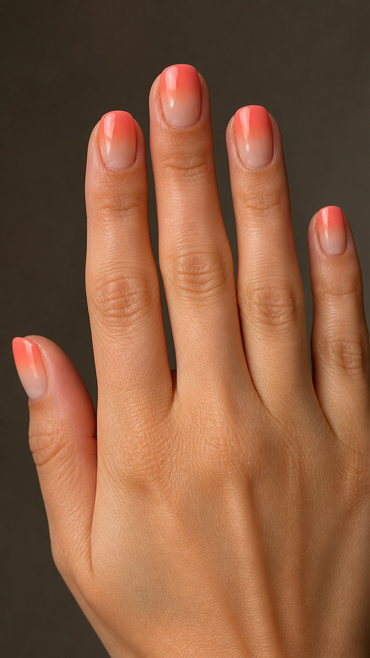 Coral Sunrise Tips with Gradient Fade