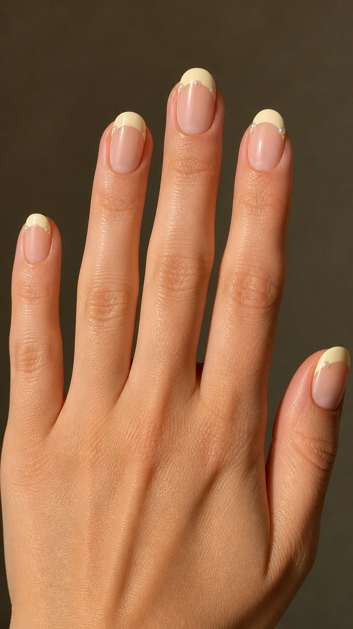 Buttercream Yellow Tips with Tiny Pearls