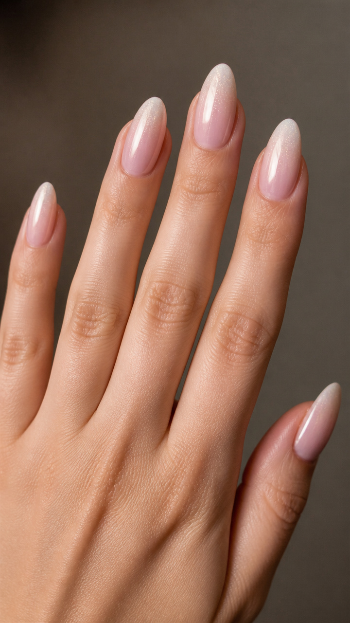 Rose Quartz Almond with Pearl Gradient