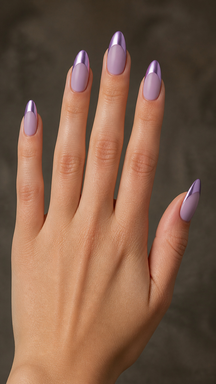 Frosted Lavender Chrome Tips