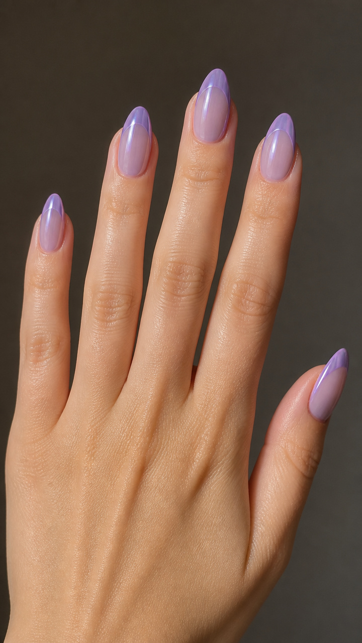 Frosted Lavender Chrome Tips