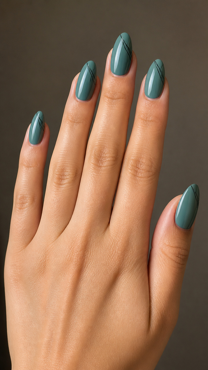 Dusty Teal with Minimalist Line Art