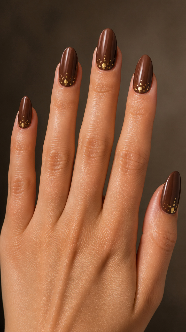 Milk Chocolate Brown with Gold Dot Cluster
