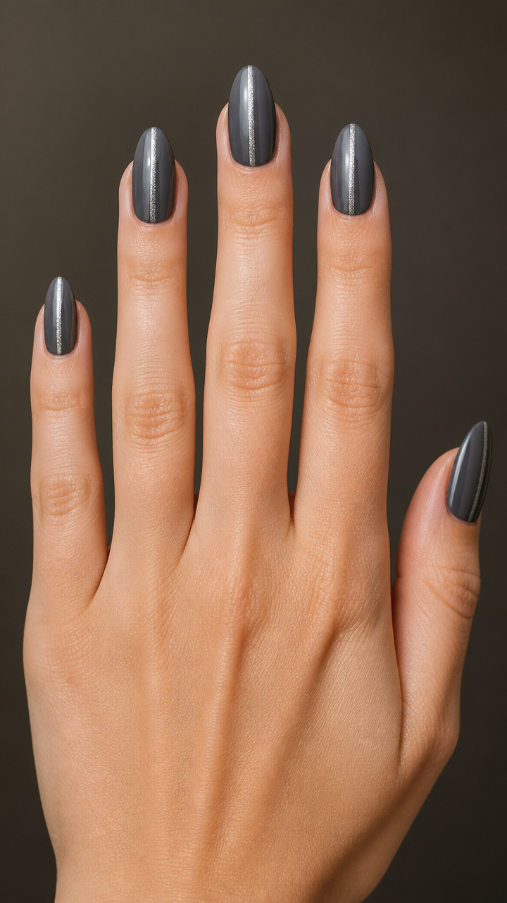 Gunmetal Gray with Vertical Glitter Striping