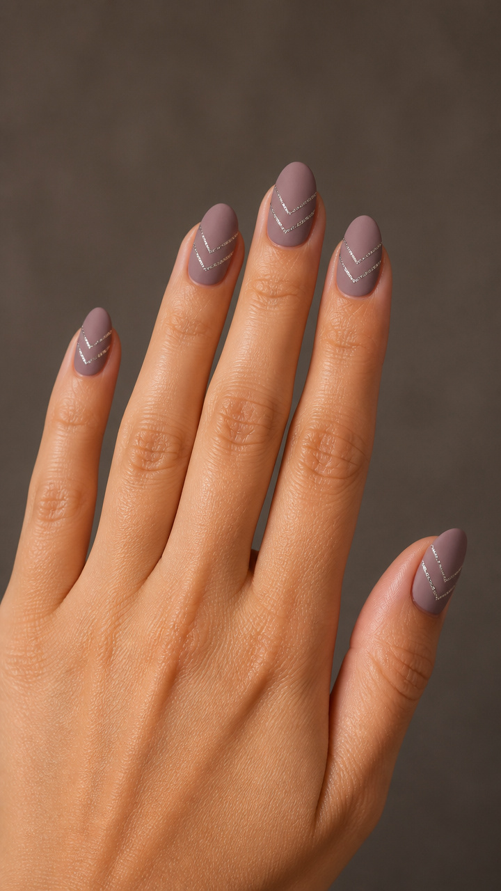 Mauve Matte with Glitter Chevron Accents