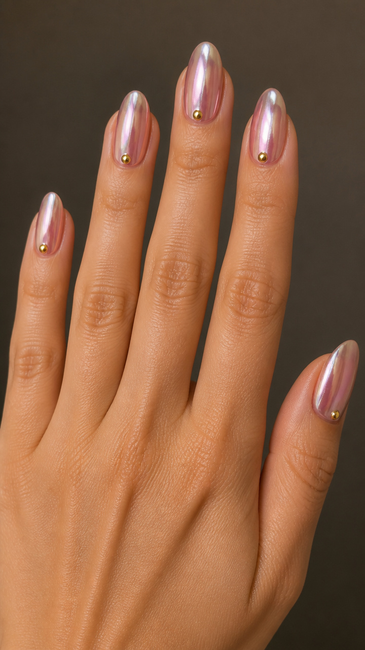 Rose Quartz Chrome with Minimalist Gold Dot