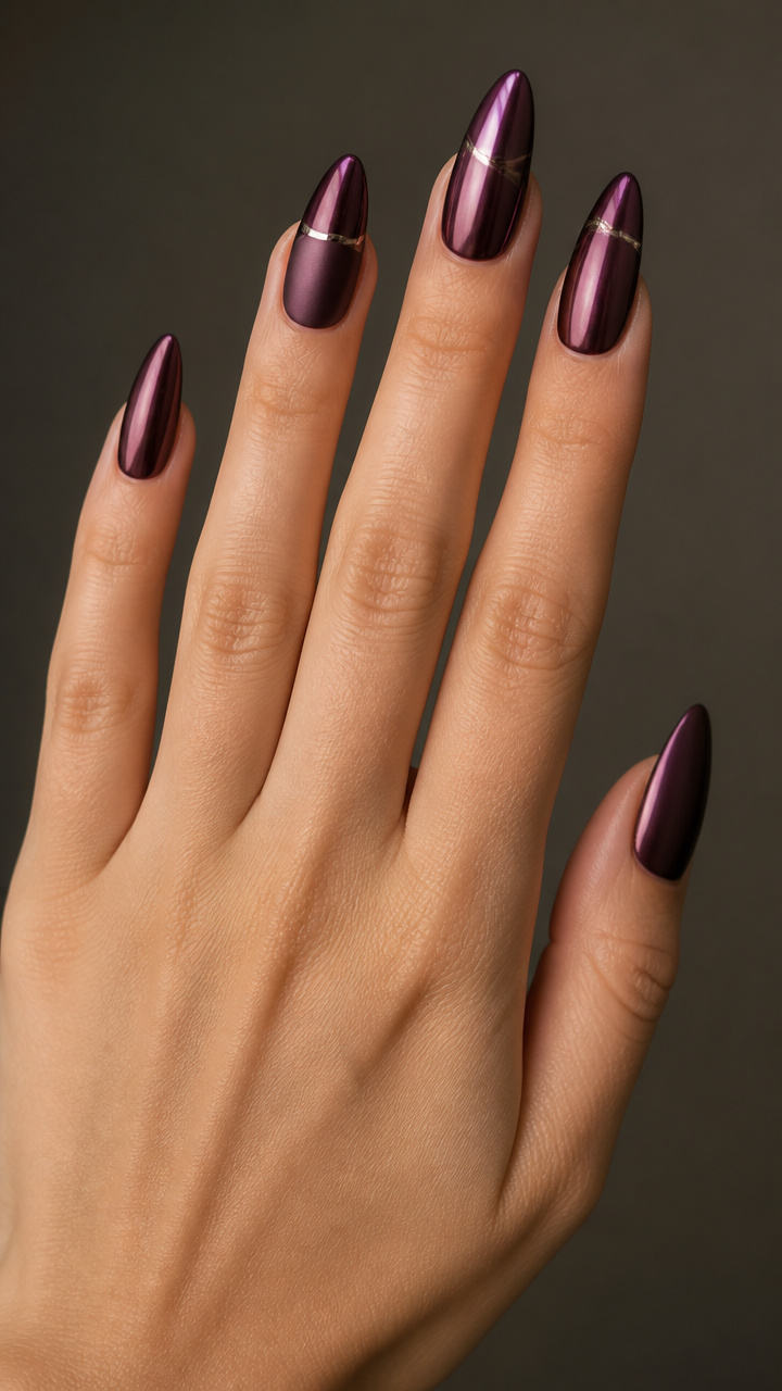 Deep Plum Chrome with Minimalist Silver Line