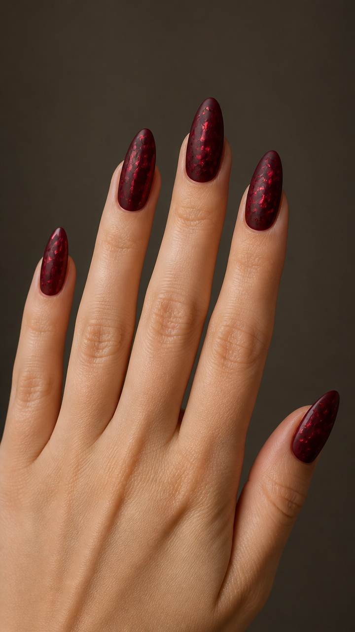 Crimson Crushed Glass Effect with Matte Top