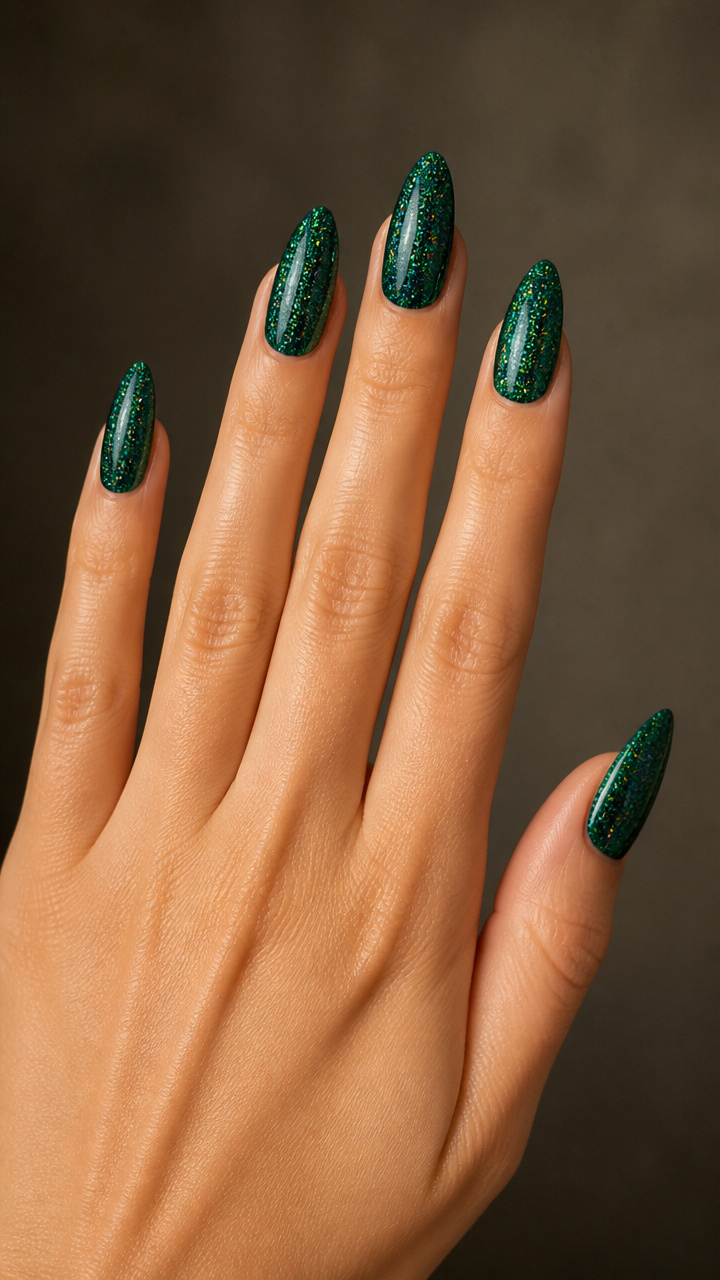 Emerald Green Holographic Glitter Dip