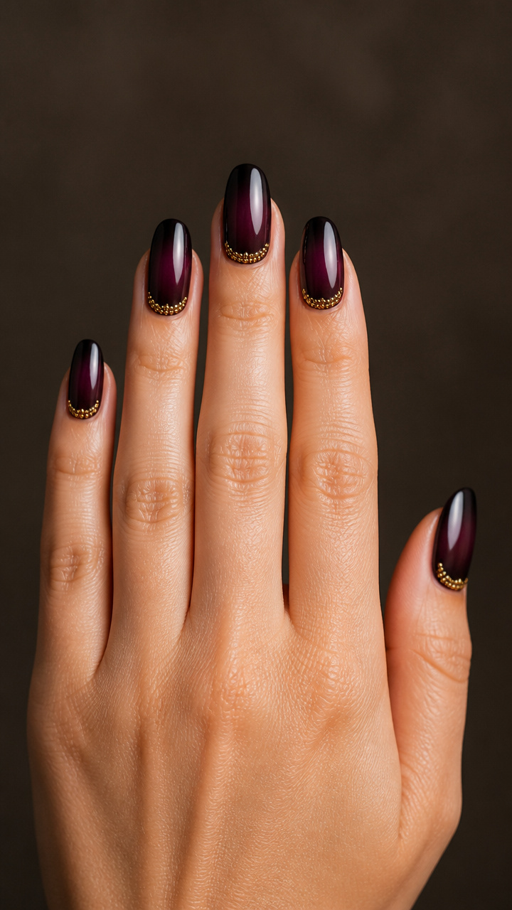 Deep Plum Ombré with Gold Microbeads